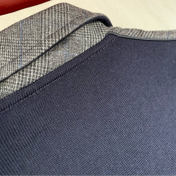 Paul & Shark Men’s 100% Virgin Wool Made in Italy Half Zip Navy and Gray Sweater - Picture 13 of 15